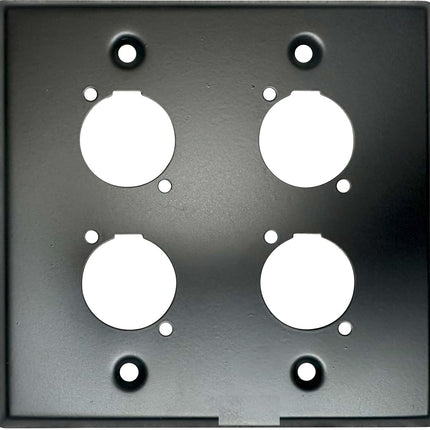 DIYTECH XLR Wall Plate Blank and XLR Panel Combo - Perfect for Professional Audio Setups in Studios, Theaters, and Conference Rooms - Easy to Install and Durable Design (4 Port Black)