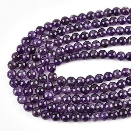 8mm Natural Amethyst Beads Round Gemstone Loose Beads for Jewelry Making (45-48pcs/strand)