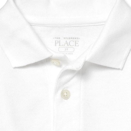 The Children's Place Polo Piqué de Manga Corta para Bebés y Niños Pequeños, Blanco, 12-18 MESES