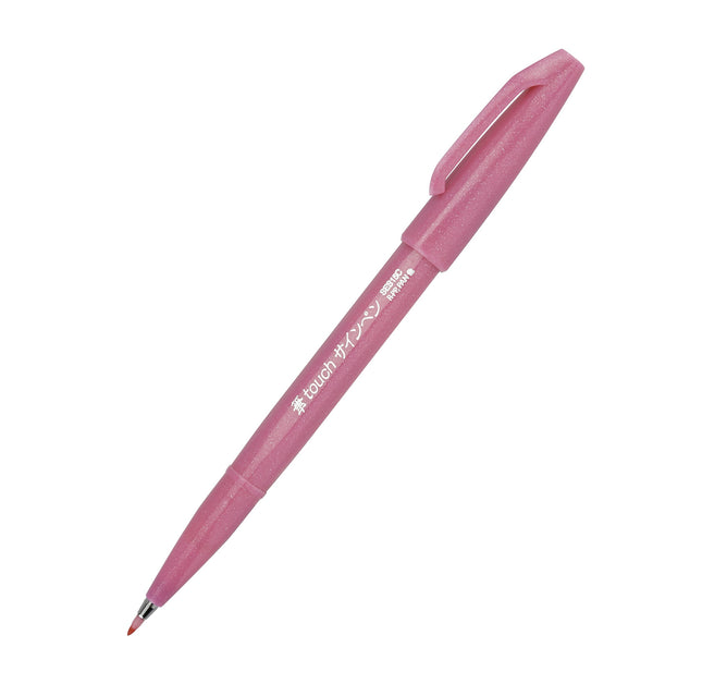 Pentel Arts Sign Pen Touch, Pointe pinceau Fude, Encre rose, Boîte de 12 (SES15C-P)