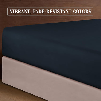1500 Series Ultra Silky Soft Luxury 3 pc Sheet Set, Deep Pocket Up to 16" - Wrinkle Resistant - All Size and Colors, Twin Black
