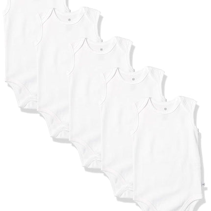 HonestBaby Paquete múltiple de body de algodón orgánico sin mangas para bebé, paquete de 5 en blanco brillante, 24 meses