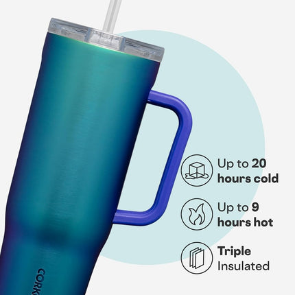 Corkcicle Cruiser Insulated Tumbler - Keeps Drinks Cold 20 Hours - Triple-Insulated Stainless Steel - Spill-Proof Lid - Summer Drinkware Gift - Keeps Drinks Ice Cold - 40 oz - Dragonfly