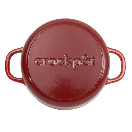 Crock Pot Artisan 3-Quart Round Cast Iron Dutch Oven With Oven Safe Borasilicate Lid - Red