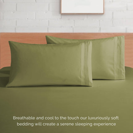 Elegant Comfort Luxurious 1500 Premium Hotel Quality Microfiber 4-Piece Sheet Set, 18-24 Inches Deep - Extra Deep Pocket Sheets - Ultra Soft 4PC Deep Pocket Sheets, King, Sage/Green