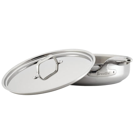 Breville 32071 Thermal Pro Clad Acero Inoxidable 5 Cuartos Sartén para Saltear, Plateado