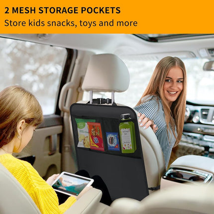Smiinky 2 x Front Car Seat Kick Mats with Storage Compartments - Fits Most Car Models