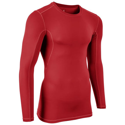 CHAMPRO Long Sleeve Compression Shirt - Polyester/Spandex, Adult Large, Scarlet