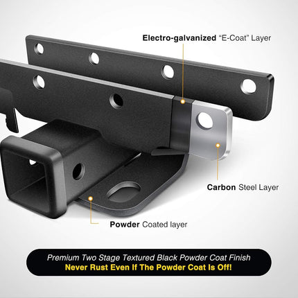 Nilight - JK-61A 2" inch Rear Bumper Tow Trailer Hitch Receiver Kit, Compatible for 2007-2018 Jeep Wrangler JK 4 Door & 2 Unlimited, w/4-Pin Wiring Harness (Exclude JL Models)
