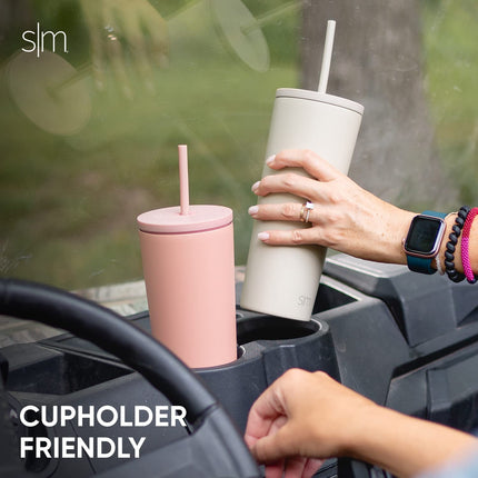 Simple Modern Insulated Tumbler with Lid and Straw | Iced Coffee Cup Reusable Stainless Steel Water Bottle Travel Mug | Gifts for Women Men Her Him | Classic Collection | 16oz | Blush