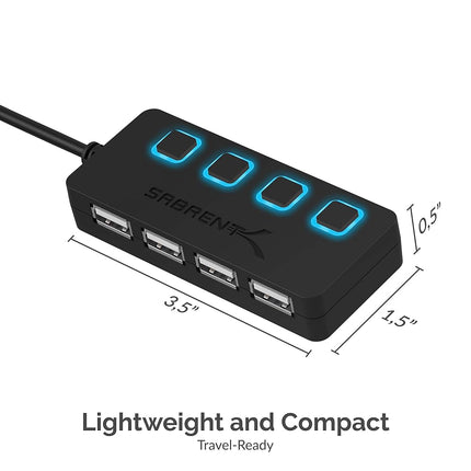 SABRENT USB Hub 4 Port USB 2.0 Portable Travel USB Docking Station with Individual LED lit Power Switches [Charging NOT Supported] for Mac & PC (HB-UMLS)