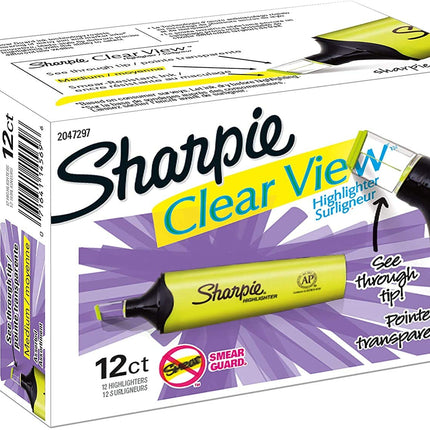 Sharpie Clear View Highlighter, Chisel Tip, 12 Pac