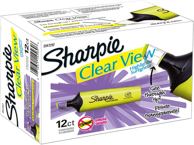 Sharpie Clear View Highlighter, Chisel Tip, 12 Pac