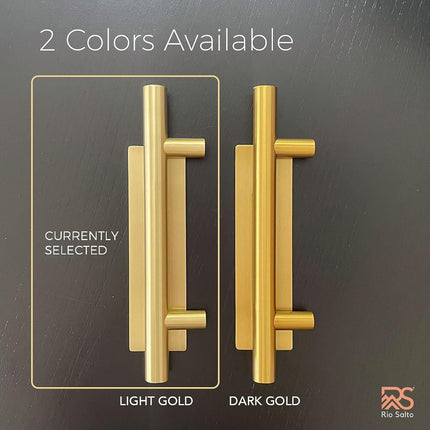 Rio Salto 12-Inch Brushed Brass Gold Barn Door Handle Kit, Closet Door Handle Stainless Steel, Pull Handle and Flush Handle Set, Heavy Duty Large Sliding Door Handles Hardware Included (1-Door Pack)