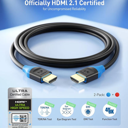 Cable Matters [Ultra High Speed HDMI Certified] 2-Pack 48Gbps 8K HDMI Cable 9.8 ft / 3m with 8K@60Hz, 4K@240Hz and HDR Support for PS5, Xbox Series X/S, RTX3080/3090, RX 6800/6900, Apple TV, and More