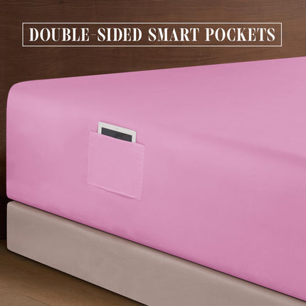 Elegant Comfort Luxurious 1500 Premium Hotel Quality Microfiber 4-Piece Sheet Set, 18-24 Inches Deep - Extra Deep Pocket Sheets - Ultra Soft 4PC Deep Pocket Sheets, King, Light Pink