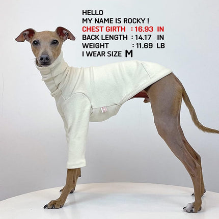D Doggy Star Italian Greyhound Clothes Flexible T Shirts Whippet for Dogs (M,Solid Light Beige)