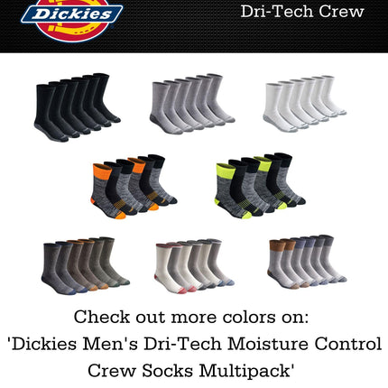 Dickies mensMulti-pack Dri-tech Moisture Control Crew Socks Casual Sock - Multicolor -