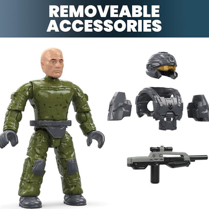 MEGA Halo The Series ATV Building Toys Set, FLEETCOM Mongoose Vehicle with 79 Pieces, 1 Poseable Articulation Figure, Green, Kids or Adults