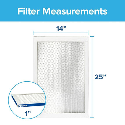 Filtrete 14x25x1 AC Furnace Air Filter, MERV 13, MPR 2200, Elite Allergen, Bacteria & Virus Filter, 3-Month Pleated 1-Inch Electrostatic Air Cleaning Filter, 6-Pack (Actual Size 13.81x24.81x0.78 in)