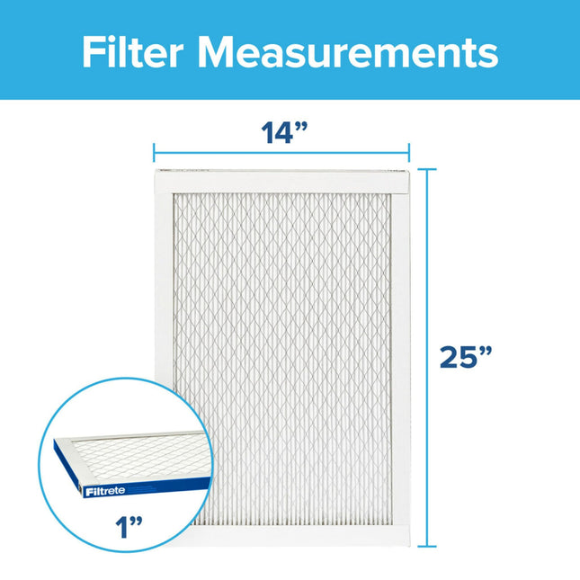 Filtrete 14x25x1 AC Furnace Air Filter, MERV 13, MPR 2200, Elite Allergen, Bacteria & Virus Filter, 3-Month Pleated 1-Inch Electrostatic Air Cleaning Filter, 6-Pack (Actual Size 13.81x24.81x0.78 in)