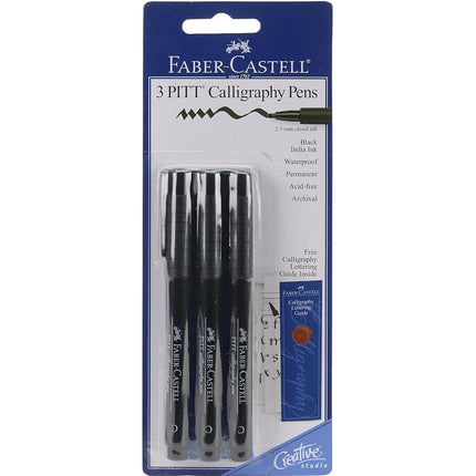 Black Pitt Calligraphy Pen 2 mm Chisel Tip 3/Pack 