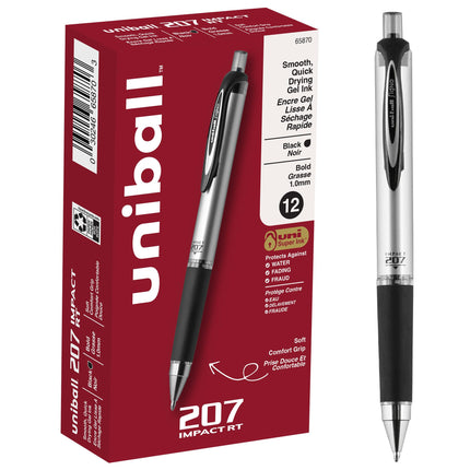 uniball 207 Impact Gel Pen, Retractable, Bold 1 Mm