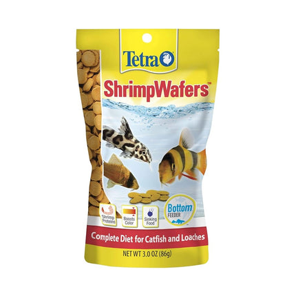 Tetra ShrimpWafers, Complete Diet for Catfish and Loaches, Advnaced Clear Water Formula, Rich Shrimp Protein, Resealable Pouch, 86g