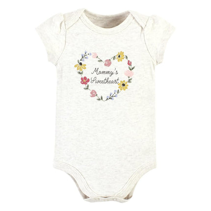 Mameluco y pantalón de algodón unisex de Hudson Baby, estampado floral suave de manga corta, recién nacido