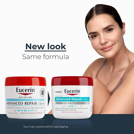 Eucerin Crème Corporelle Réparatrice Avancée pour Peaux Très Sèches, Sans Parfum, Pot de 454g