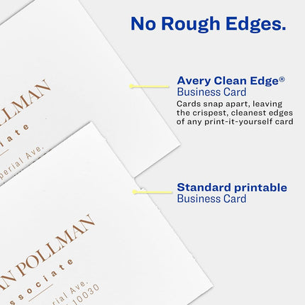 Avery Clean Edge Printable Business Cards with Sure Feed Technology, 2" x 3.5", White, 1,000 Blank Cards for Laser Printers (5874)