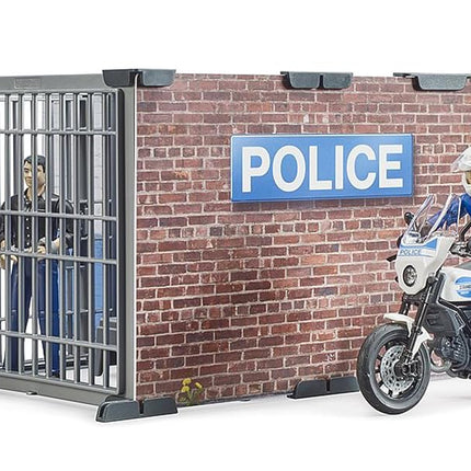 bworld Set Police Station w Police Motorbike