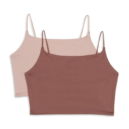 Maidenform Girls' Comfort Brami Bralette, 2 Pack, Chocolate/Nude, Large