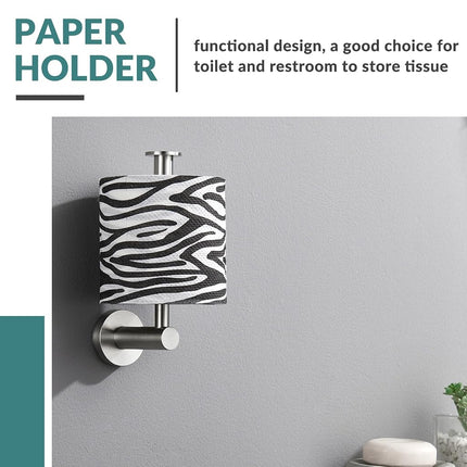 Toilet Paper Holder with Round Plate Aomasi SUS304 Stainless Steel Vertical Tissue Roll Hanger Bathroom Accessory Brushed Nickel