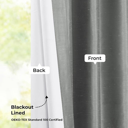 HPD Half Price Drapes Blackout Vintage Textured Faux Dupioni Curtain (1 Panel), Polyester & Polyester Blend, Storm Grey, 50 X 96