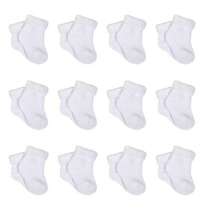 Gerber Baby 12-pair Sock Bundle, White, 0-3 Months