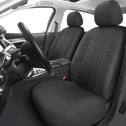VarCozy Car Seat Covers Full Set, Front Seat Covers and Split Rear Bench Seat Covers for Car, Universal Cloth Seat Covers for SUV, Sedan, Van, Automotive Interior Covers, Airbag Compatible, Black