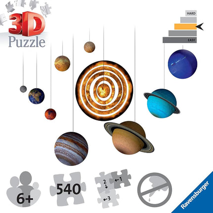 Ravensburger 3D Puzzle Ball - Solar System - Ages 9+, 54 Pieces