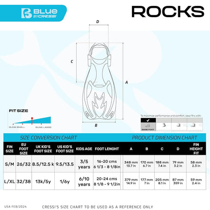 Cressi Tinetto Rocks Dry Snorkeling Set, Aquamarine Green/Blue, S/M