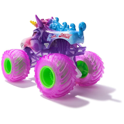 Monster Jam, Official Sparkle Smash Monster Truck, Die-Cast Vehicle, 1:64 Scale, Kids Toys for Boys Ages 3 and up