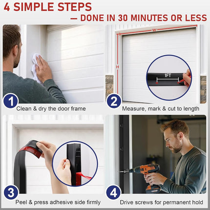 Garage Door Seal Top and Sides - 23 Ft Garage Door Weather Stripping Side Seal, Heavy Duty Weatherproof TPE, Insulates, Prevents Drafts, Easy Installation for Homeowners and DIYers
