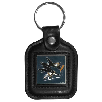 NHL Siskiyou Sports Fan Shop San Jose Sharks Square Leather Key Chain One Size Black
