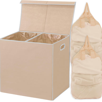 Simple Houseware Double Laundry Hamper with Lid an