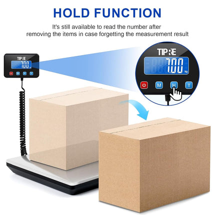 TIPRE Shipping Scale 660lbs for Packages,Heavy Duty Digital Postal Express Scale,1 oz High Accuracy with Charging Cable & Batteries,Extra Large Stainless Steel for Small Business,Warehouse,Home