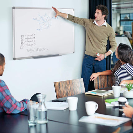 SWANCROWN Whiteboard 60x45 cm, Magnetic Whiteboard, Silver Aluminum Frame