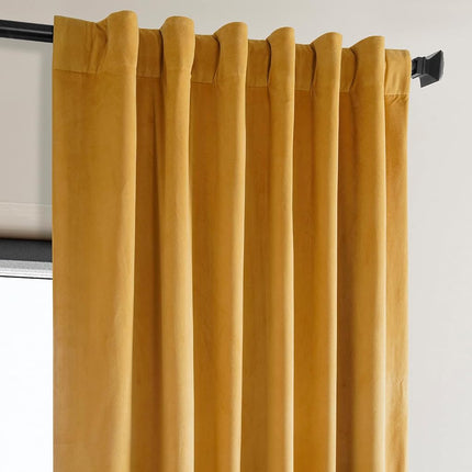 HPD Half Price Drapes Heritage Plush Velvet Curtains 108 Inches Long Room Darkening Curtains for Bedroom & Living Room 50W x 108L, (1 Panel), Aztec Gold