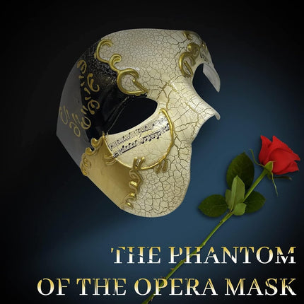 IncreDecor Masquerade Mask for Men Phantom of The Opera Mask with Bowtie, Half Face Venetian Masks for Halloween Parties Carnival