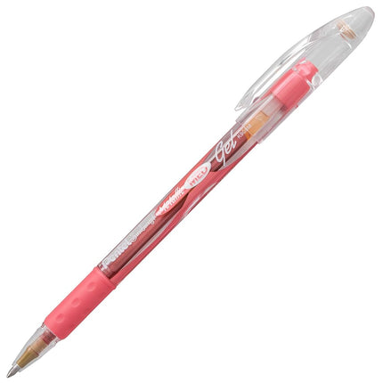 Pentel Sunburst Metallic Gel Pen, 0.8mm Tip Writes 0.4mm Line, Red/Transparent Barrel Red Ink, Box of 12 (K908-MB) by Pentel