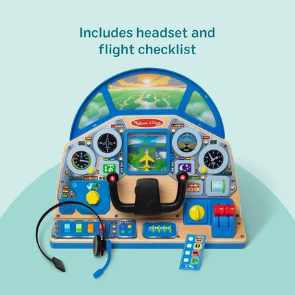 Melissa & Doug Jet Pilot Interactive Dashboard | Wooden Plane Toys for Kids, Pretend Play for Boys & Girls | Age 3+ - FSC Certified