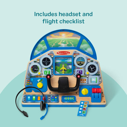 Melissa & Doug Jet Pilot - Tablero de Mando Interactivo | Juguetes de avión de madera para niños, juegos de imitación para niños y niñas | A partir de 3 años - Certificado FSC